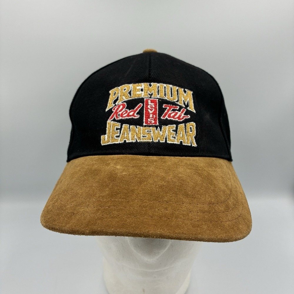 Rare‎ Vintage Levis 90s Cap Black Leather Visor Avantgarde Y2K 5panel